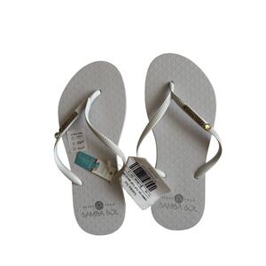 NWT Samba Sol Women's White Fashion Collection‎ Classic Flip-Flops Size 7/8
